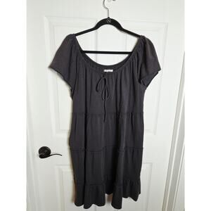American Eagle Outfitters Dress Womens Medium Gray Tiered Swing Ruffle Hem Boho